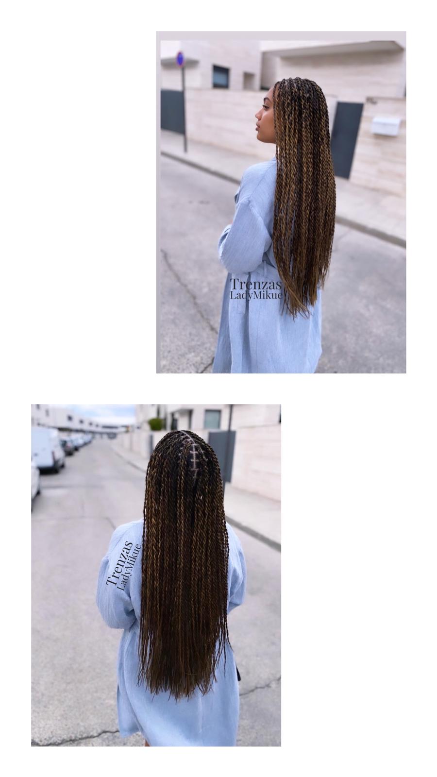 Twists largos y finos con un look urbano